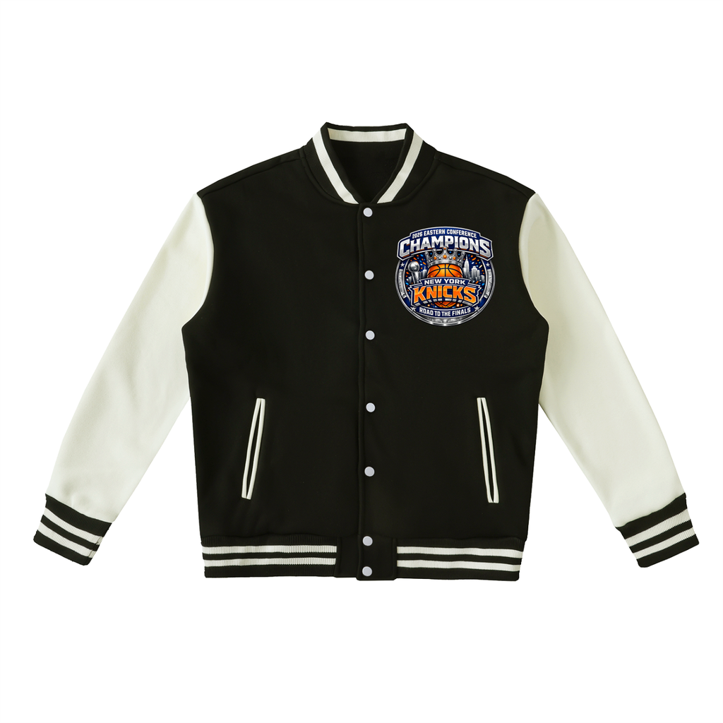 Two-Tone Fleeced Varsity Jacket ny knicks eastern conference jacket