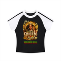 Contrast Stripes Bodycon Raglan  Sleeve T-Shirt QUEEN LINE LADIES T SHIRTS