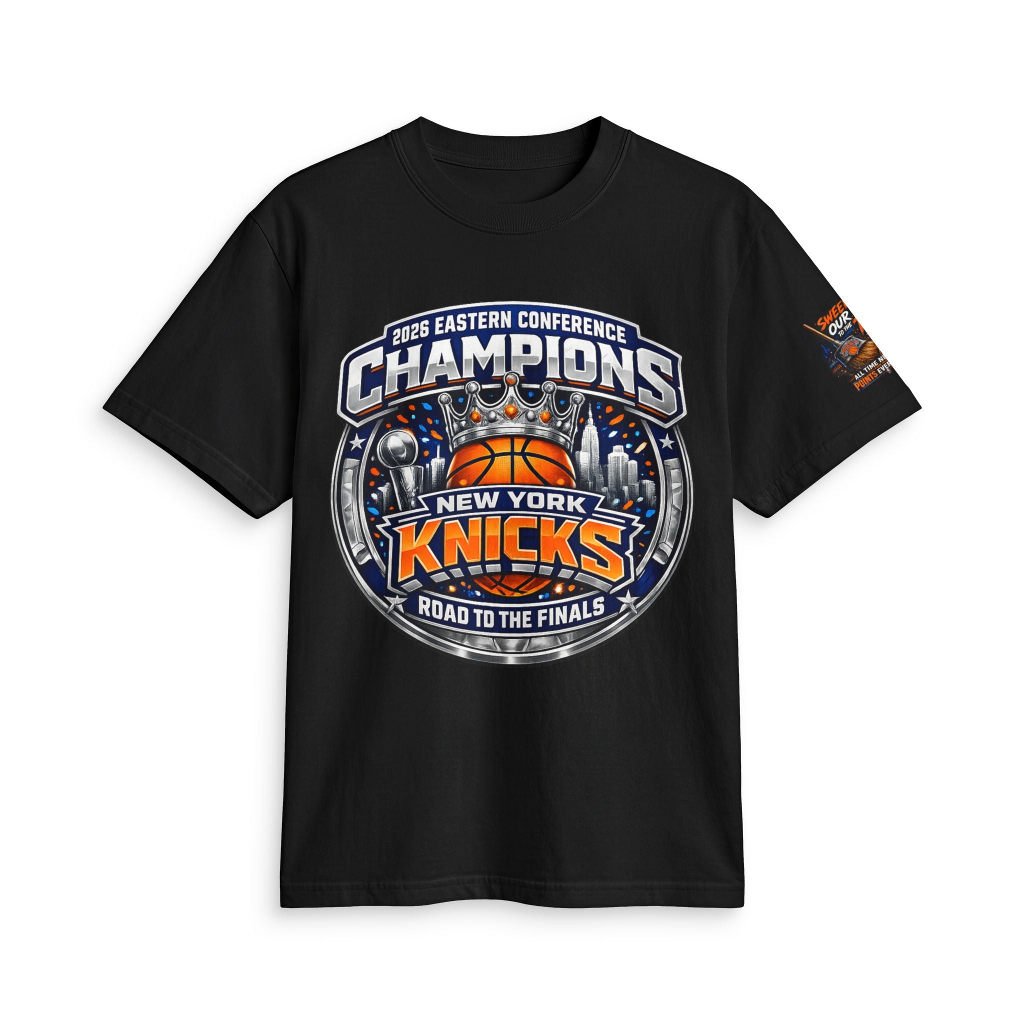 Knicks 2025 Eastern Conference Champions T-Shirt — "Sweeping Our Way to the Top"