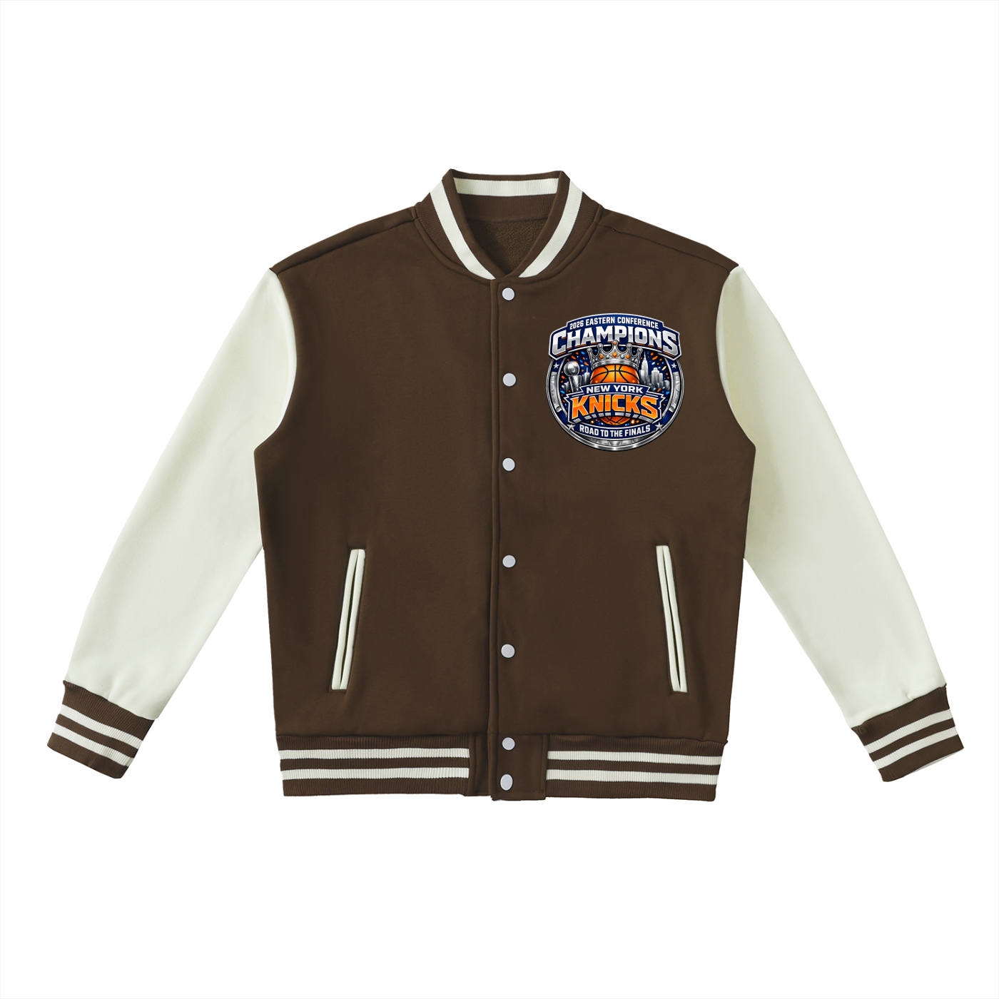 Two-Tone Fleeced Varsity Jacket ny knicks eastern conference jacket