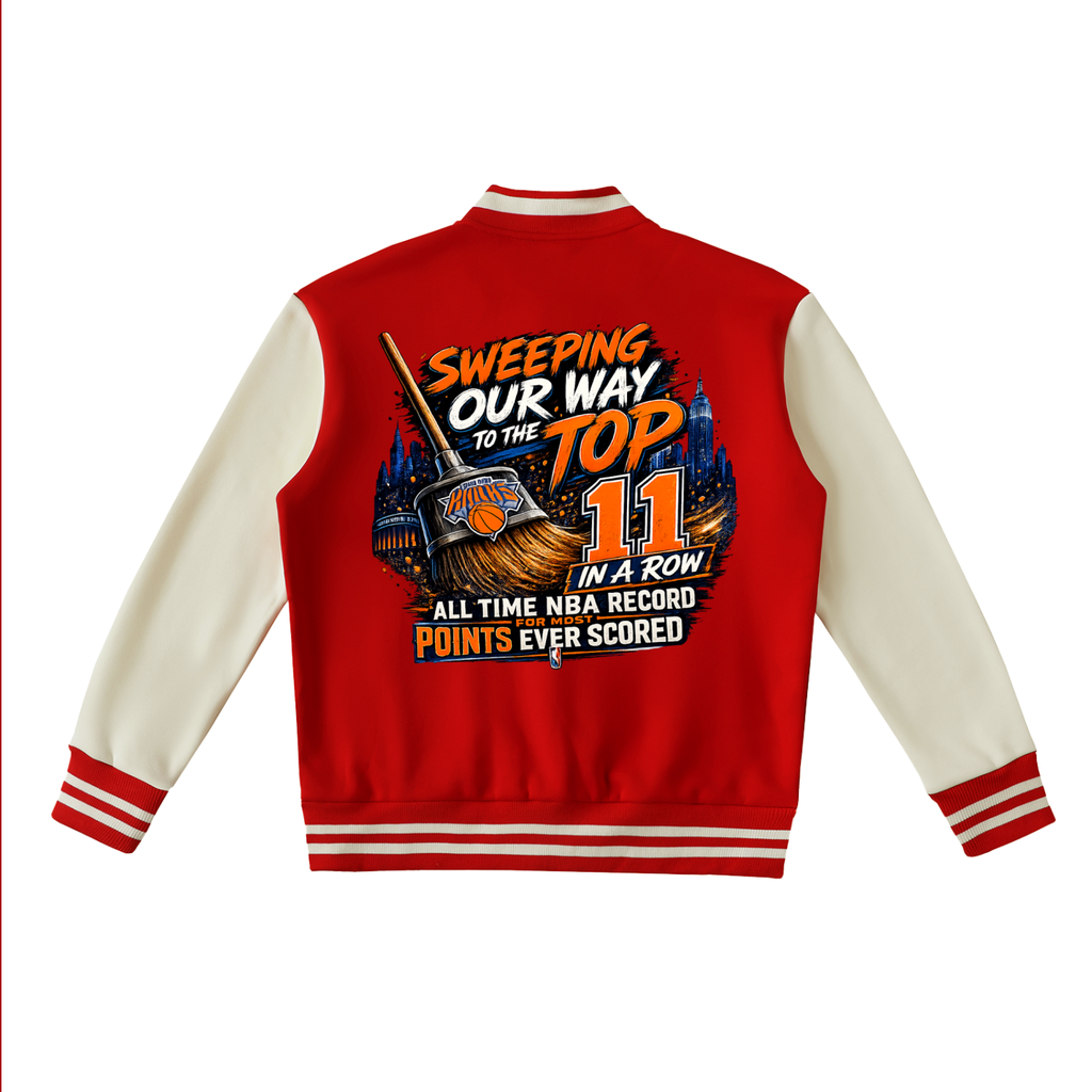 Two-Tone Fleeced Varsity Jacket ny knicks eastern conference jacket