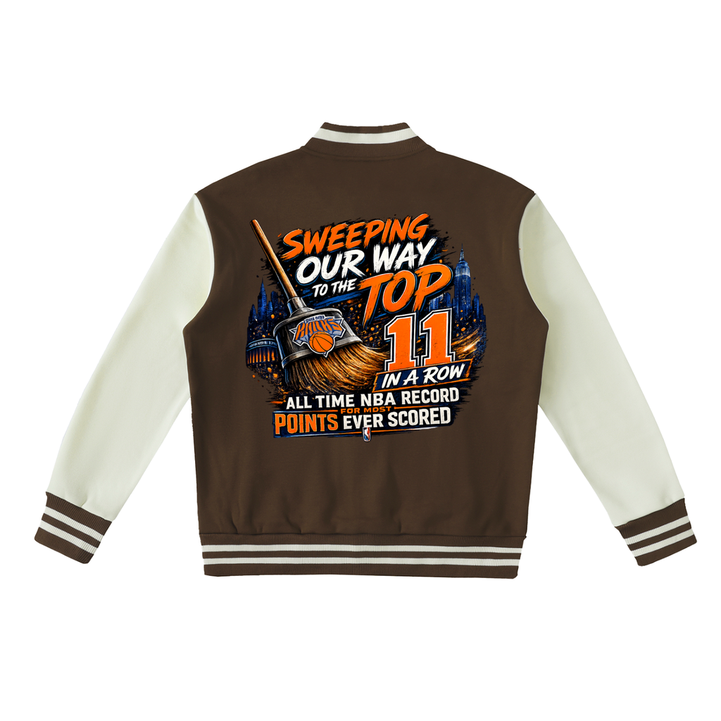 Two-Tone Fleeced Varsity Jacket ny knicks eastern conference jacket