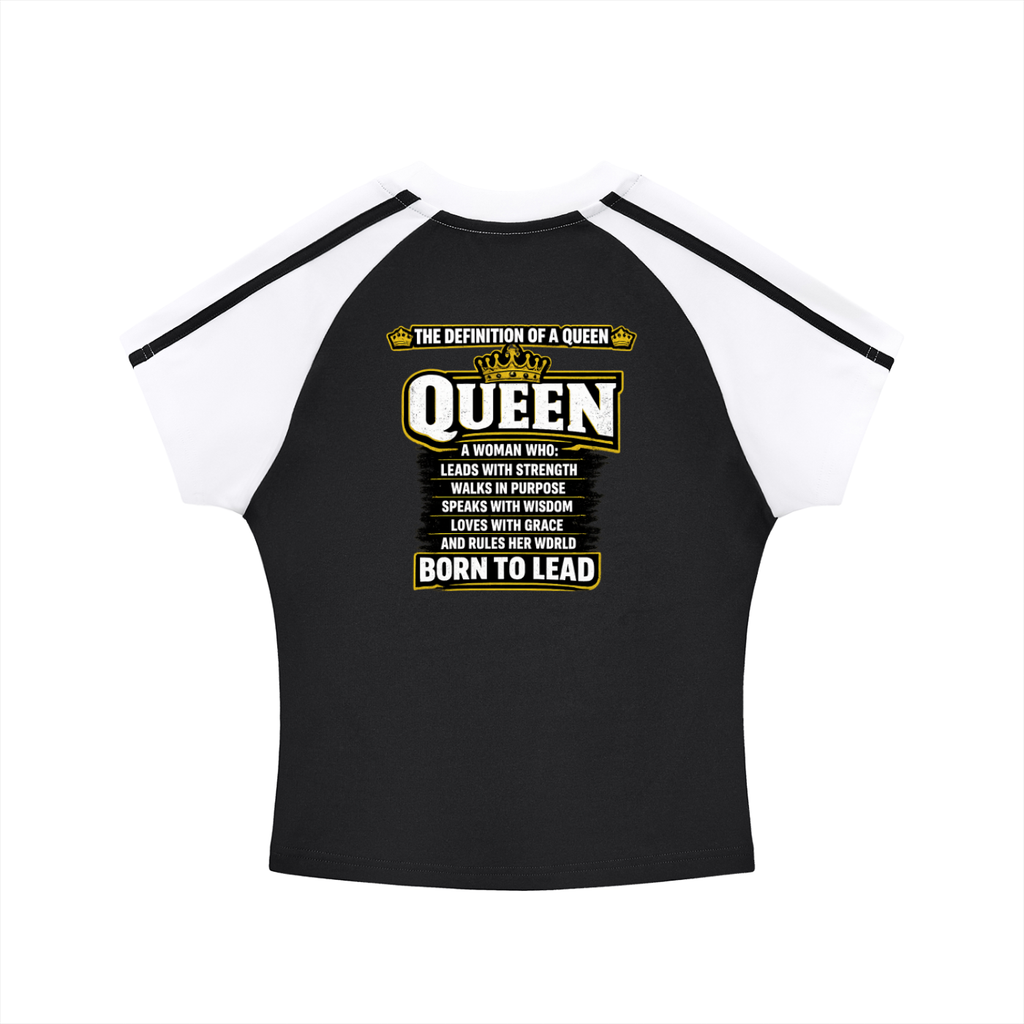 Contrast Stripes Bodycon Raglan  Sleeve T-Shirt QUEEN LINE LADIES T SHIRTS