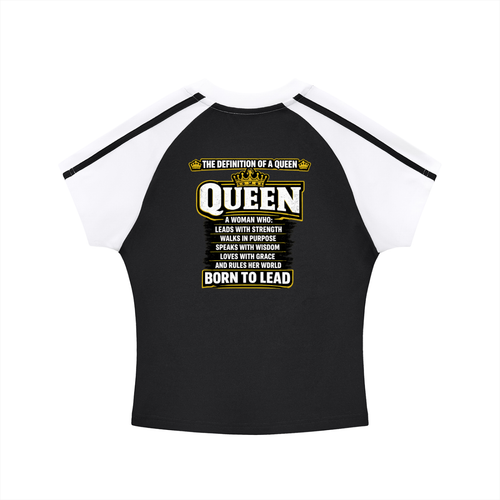 Contrast Stripes Bodycon Raglan  Sleeve T-Shirt QUEEN LINE LADIES T SHIRTS