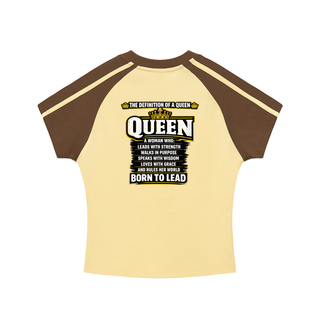 Contrast Stripes Bodycon Raglan  Sleeve T-Shirt QUEEN LINE LADIES T SHIRTS